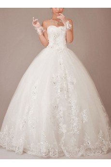 Tulle Sweetheart Floor Length Ball Gown with Flowers