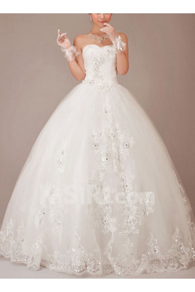 Tulle Sweetheart Floor Length Ball Gown with Flowers