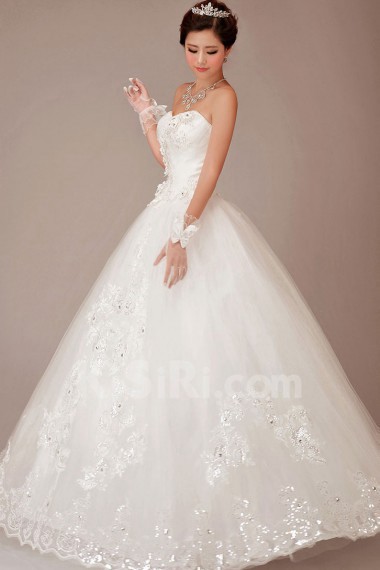 Tulle Sweetheart Floor Length Ball Gown with Flowers