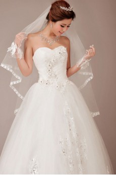 Tulle Sweetheart Floor Length Ball Gown with Flowers