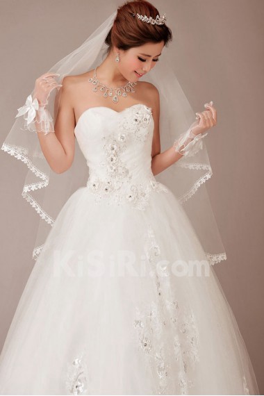 Tulle Sweetheart Floor Length Ball Gown with Flowers