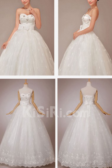 Satin Sweetheart Floor Length Ball Gown with Crystals