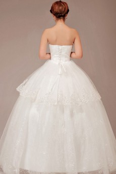 Satin and Lace Sweetheart Floor Length Ball Gown with Crystals