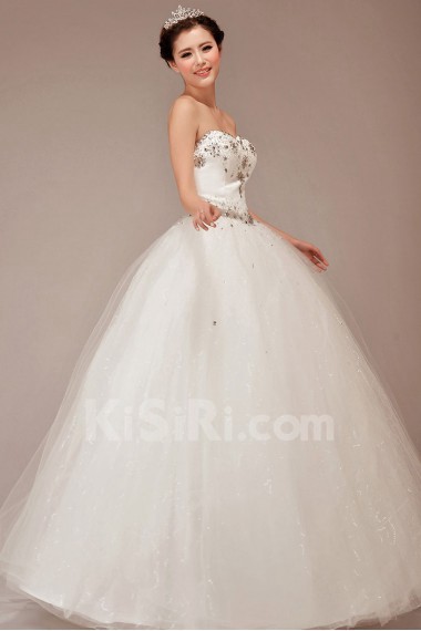 Tulle Sweetheart Floor Length Ball Gown with Crystals