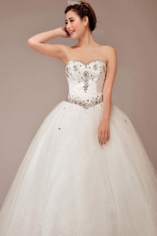 Tulle Sweetheart Floor Length Ball Gown with Crystals