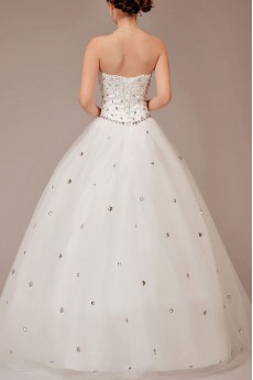 Tulle Strapless Floor Length Ball Gown with Crystals