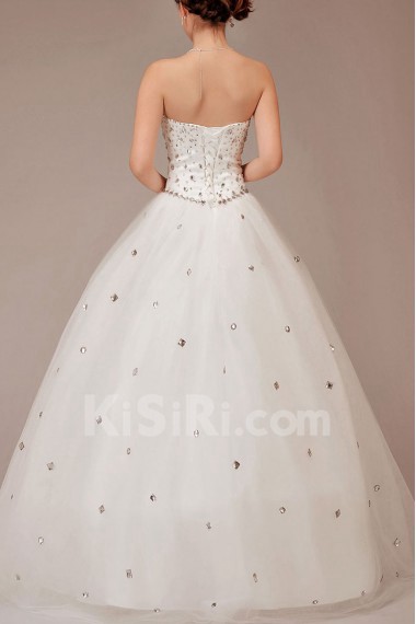 Tulle Strapless Floor Length Ball Gown with Crystals