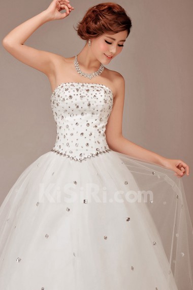 Tulle Strapless Floor Length Ball Gown with Crystals