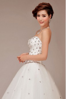 Tulle Strapless Floor Length Ball Gown with Crystals