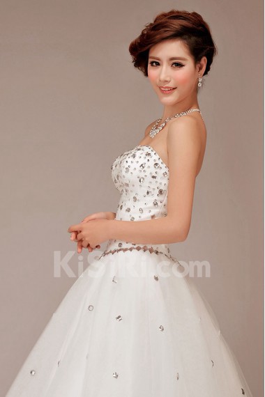 Tulle Strapless Floor Length Ball Gown with Crystals