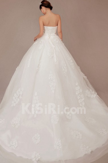 Satin Strapless Floor Length Ball Gown with Sequins