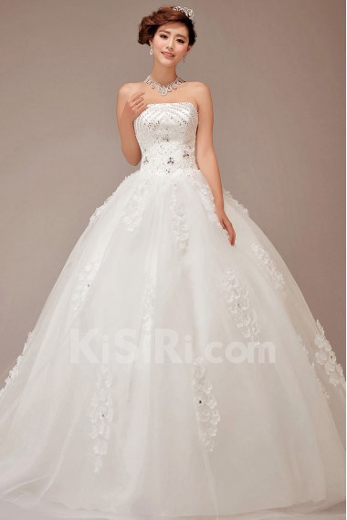 Satin Strapless Floor Length Ball Gown with Sequins