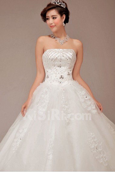 Satin Strapless Floor Length Ball Gown with Sequins