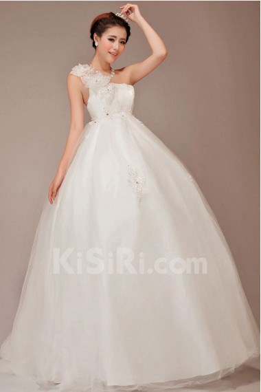 Lace  Floor Length Ball Gown with Crystals