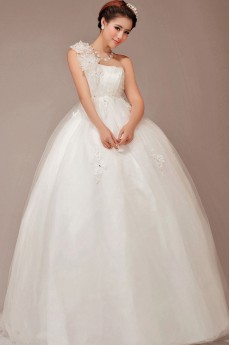 Lace  Floor Length Ball Gown with Crystals