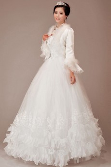 Organza Strapless Floor Length Ball Gown with Crystals