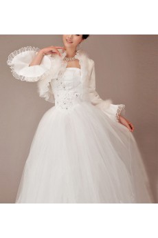 Organza Strapless Floor Length Ball Gown with Crystals