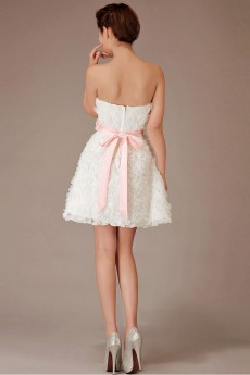 Chiffon Strapless Short A-Line Dress with Flowers