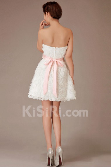 Chiffon Strapless Short A-Line Dress with Flowers