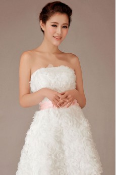 Chiffon Strapless Short A-Line Dress with Flowers