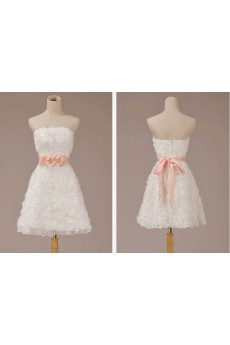 Chiffon Strapless Short A-Line Dress with Flowers