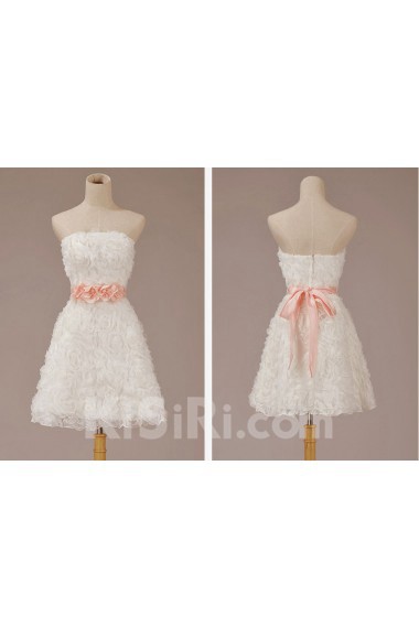 Chiffon Strapless Short A-Line Dress with Flowers