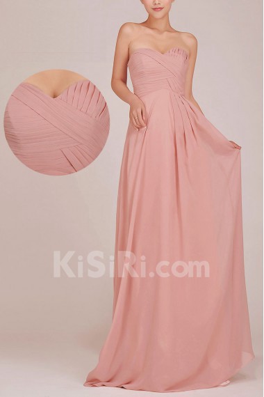 Chiffon Sweetheart Floor Length A-Line Dress with Ruched