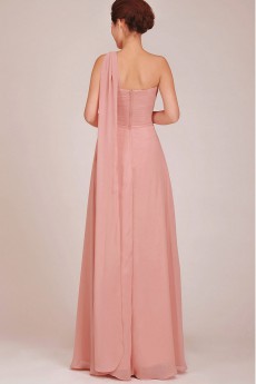 Chiffon  Floor Length A-Line Dress with Ruched