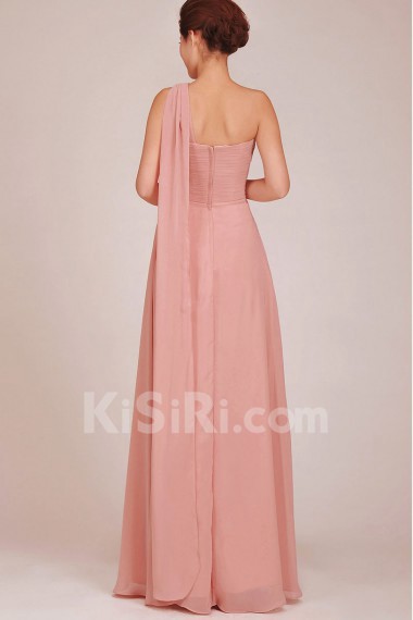 Chiffon  Floor Length A-Line Dress with Ruched