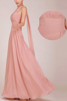 Chiffon  Floor Length A-Line Dress with Ruched