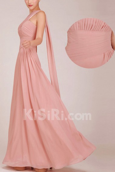 Chiffon  Floor Length A-Line Dress with Ruched