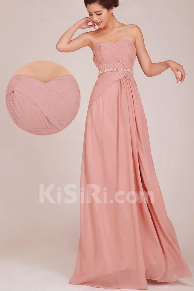 Chiffon Sweetheart Floor Length A-Line Dress with Beading