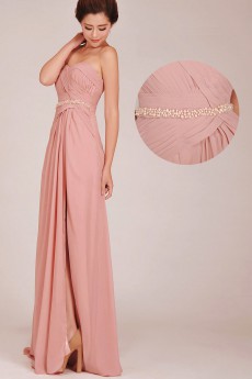 Chiffon Sweetheart Floor Length A-Line Dress with Beading