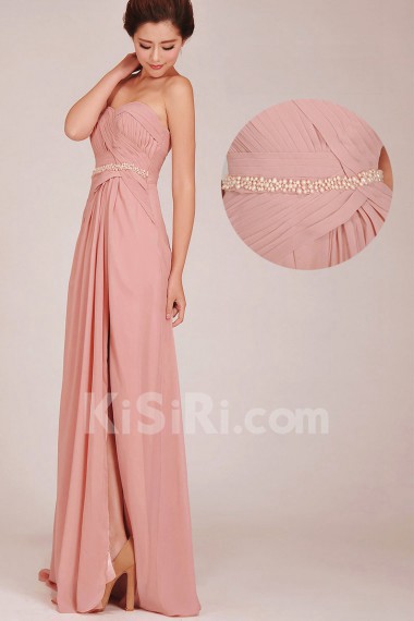 Chiffon Sweetheart Floor Length A-Line Dress with Beading