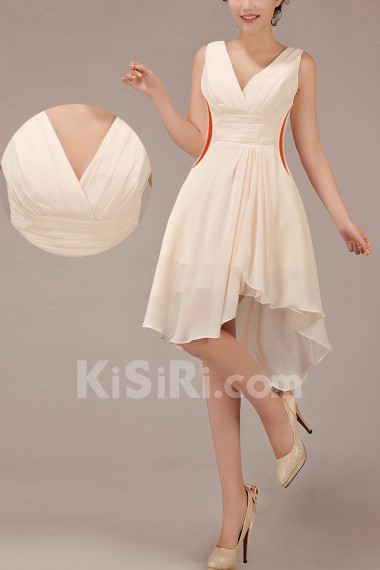 Chiffon V-Neck Knee-Length A-Line Dress with Ruffle