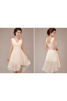 Chiffon V-Neck Knee-Length A-Line Dress with Ruffle