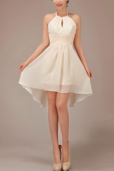 Chiffon Halter Neckline Short A-Line Dress with Ruffle