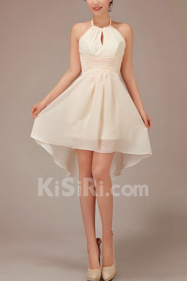 Chiffon Halter Neckline Short A-Line Dress with Ruffle