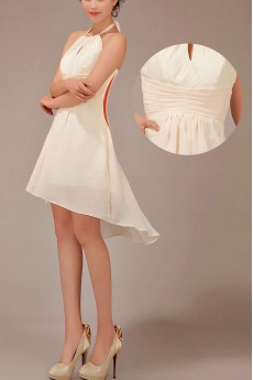 Chiffon Halter Neckline Short A-Line Dress with Ruffle