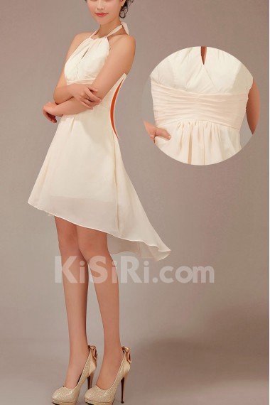 Chiffon Halter Neckline Short A-Line Dress with Ruffle