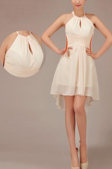 Chiffon Halter Neckline Short A-Line Dress with Ruffle