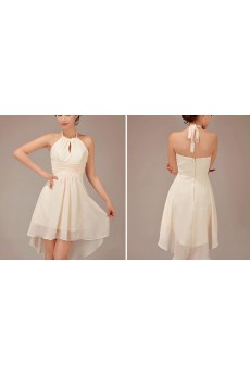 Chiffon Halter Neckline Short A-Line Dress with Ruffle