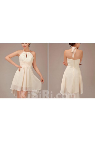 Chiffon Halter Neckline Short A-Line Dress with Ruffle