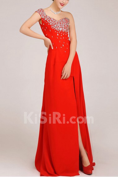 Chiffon  Sweep Train A-Line Dress with Sequins