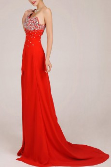 Chiffon  Sweep Train A-Line Dress with Sequins