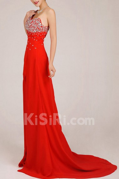 Chiffon  Sweep Train A-Line Dress with Sequins