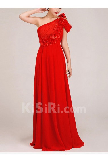 Chiffon  Floor Length Column Dress with Flowers