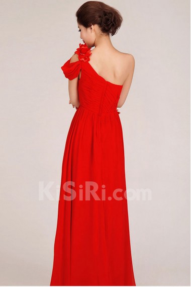 Chiffon  Floor Length Column Dress with Flowers