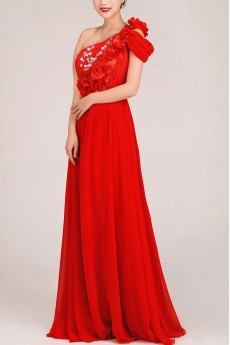 Chiffon  Floor Length Column Dress with Flowers