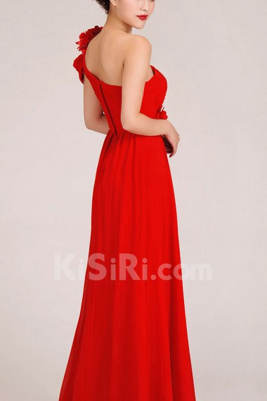 Chiffon  Floor Length Column Dress with Flowers